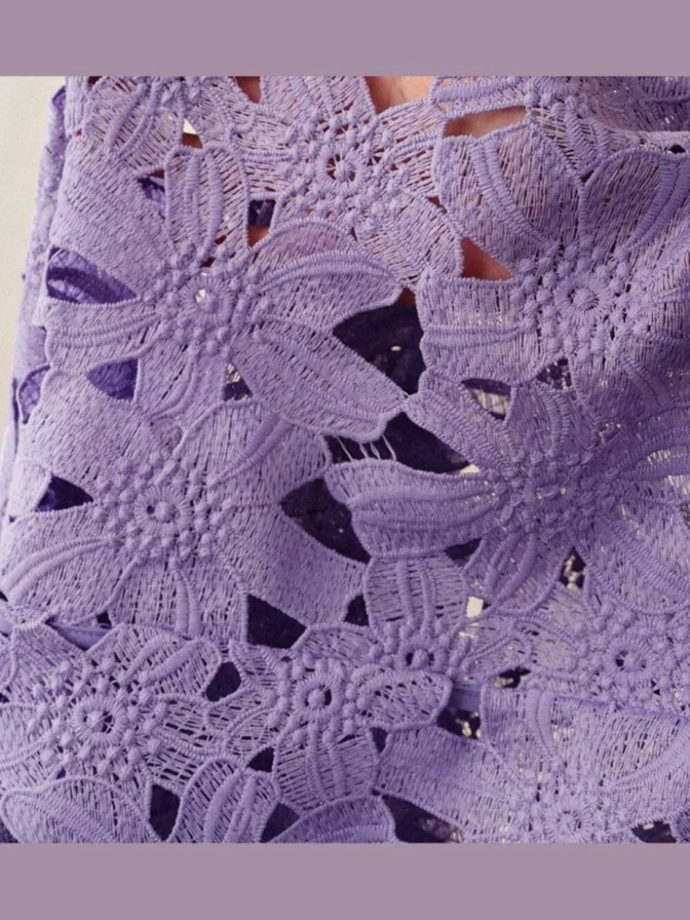 Lilac Floral Lace Crop Top & Wide Leg Pants Set